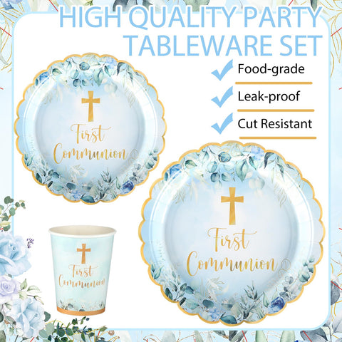 Willinglong blue baptism napkins for a coordinated table setting and quick cleanup