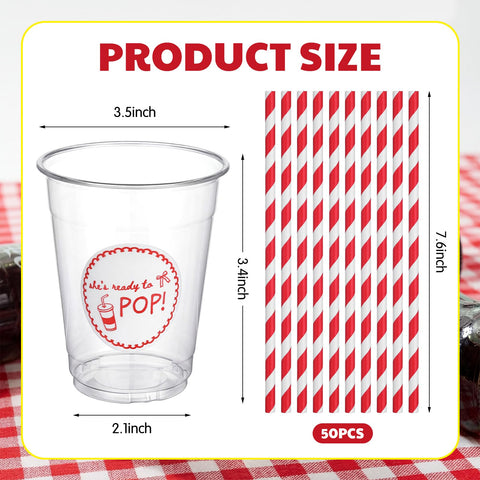 Willinglong red and white cups with straws ready for celebrations