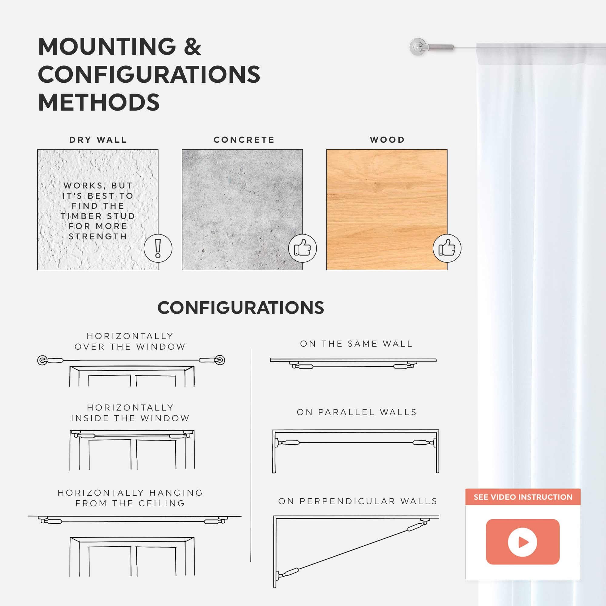 Stainless steel wire system from Willow and Eva for durable room styling
