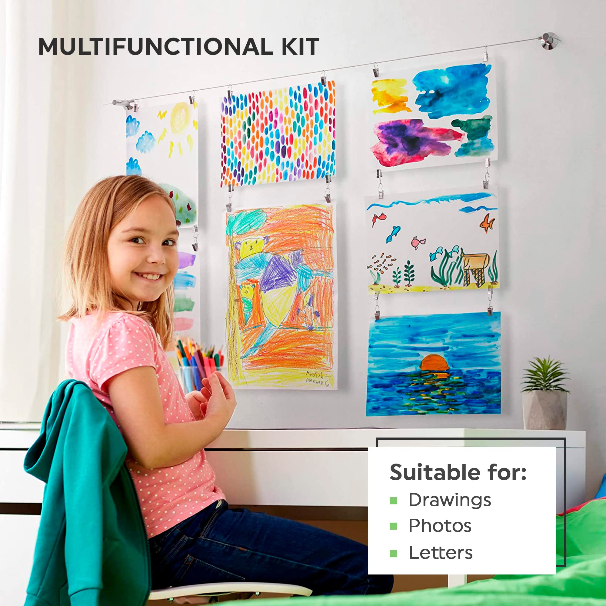 Willow & Eva 48 clips for easy, quick artwork hanging.