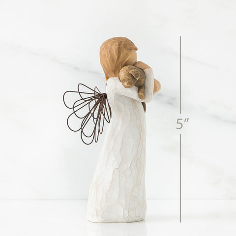 Willow Tree Angel with dog and wire wings, subtle home decor.