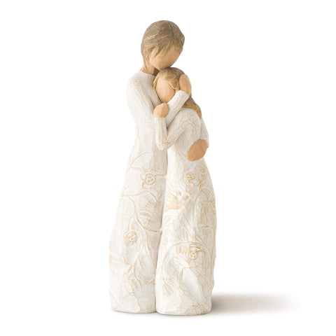 Willow Tree Close to Me figure: older woman embracing a younger girl, symbolizing connection.