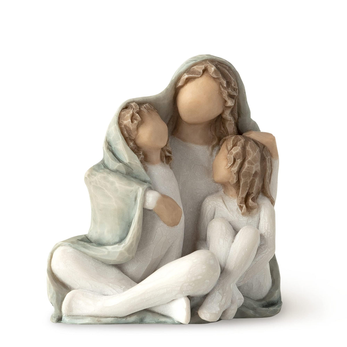 Willow Tree Cozy Close Together we Three figurine with warm embrace, display-ready decor.