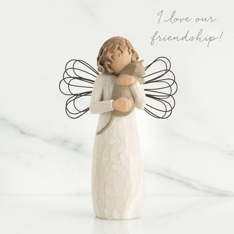 Willow Tree display-ready angel-cat figurine for shelves, mantels, or desks
