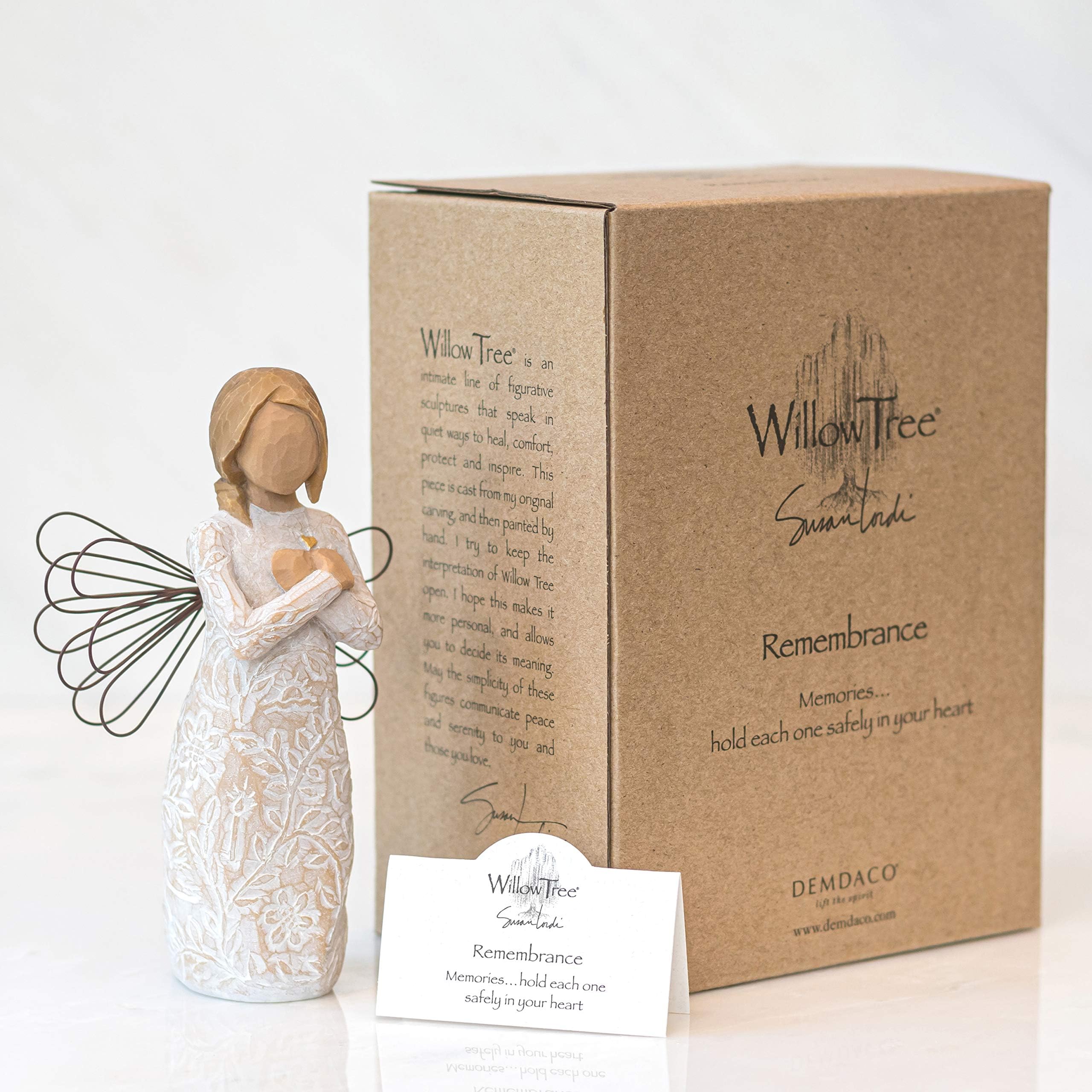 Gift-ready packaging for Willow Tree Remembrance Angel, a comforting keepsake.