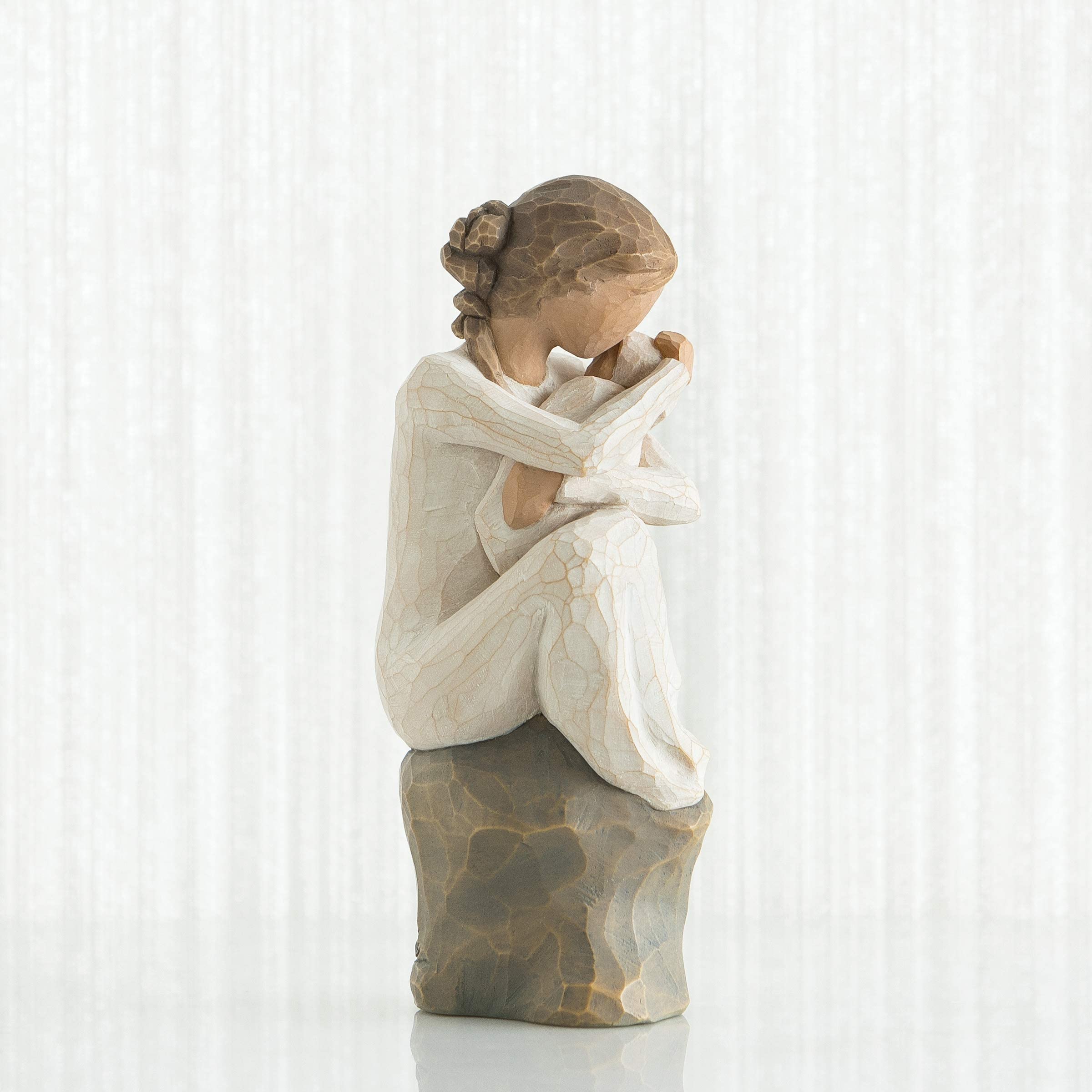 Willow Tree Guardian close-up showing baby cradled in arms