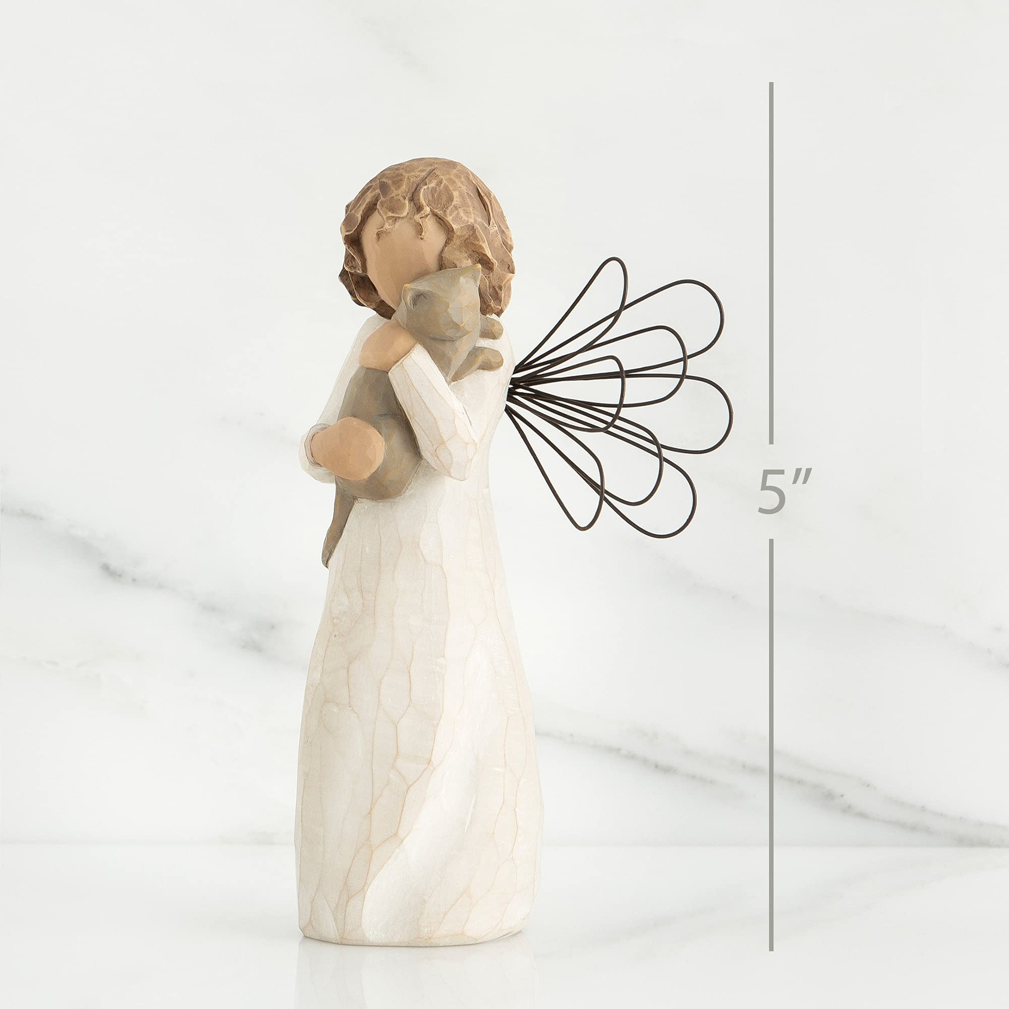 Willow Tree hand-painted resin angel-cat showcases craftsmanship and friendship themes