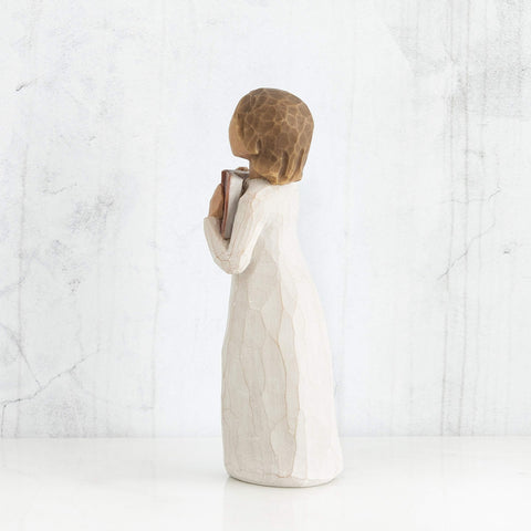 Willow Tree Love of Learning holding book to chest side view, elegant classroom decor