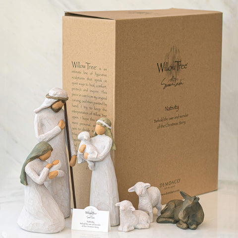 Willow Tree Nativity shepherd with lamb figurine for shelf