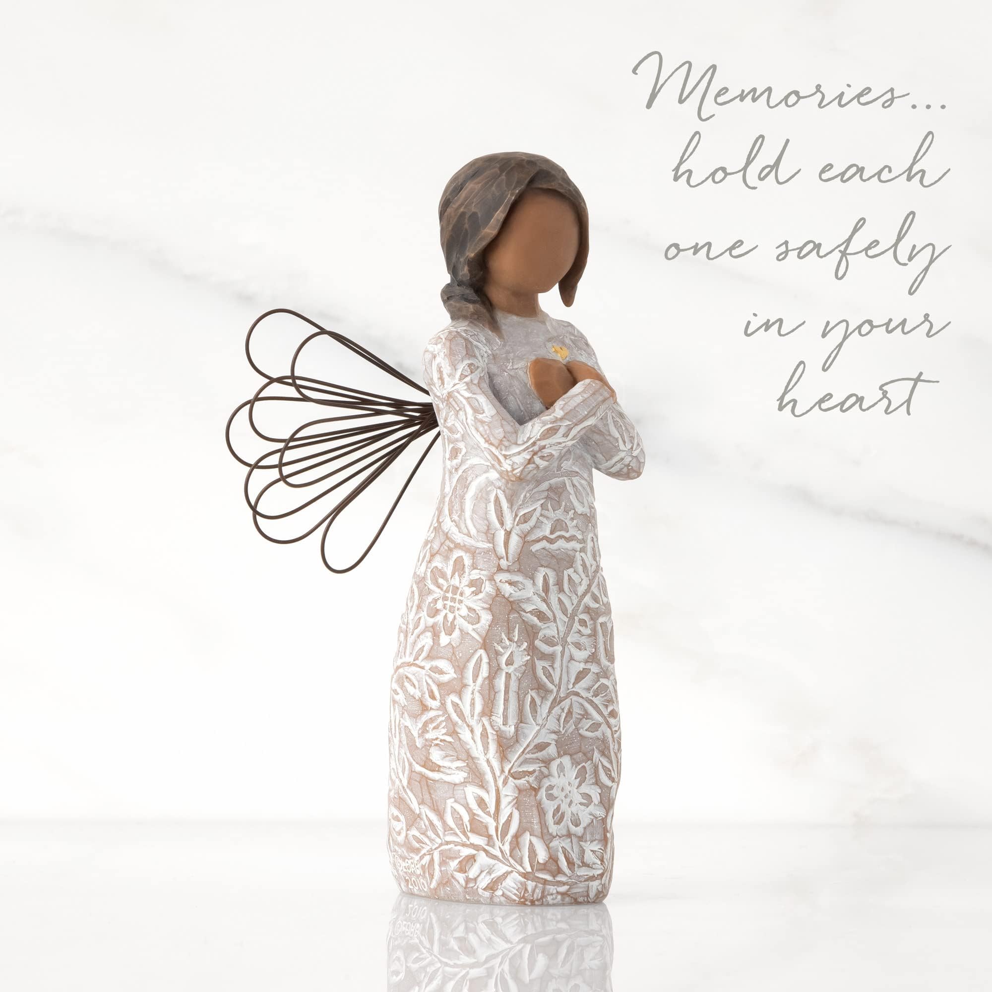 Willow Tree Remembrance Angel gold leaf heart; symbolic centerpiece for remembrance