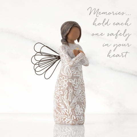 Willow Tree Remembrance Angel gold leaf heart; symbolic centerpiece for remembrance