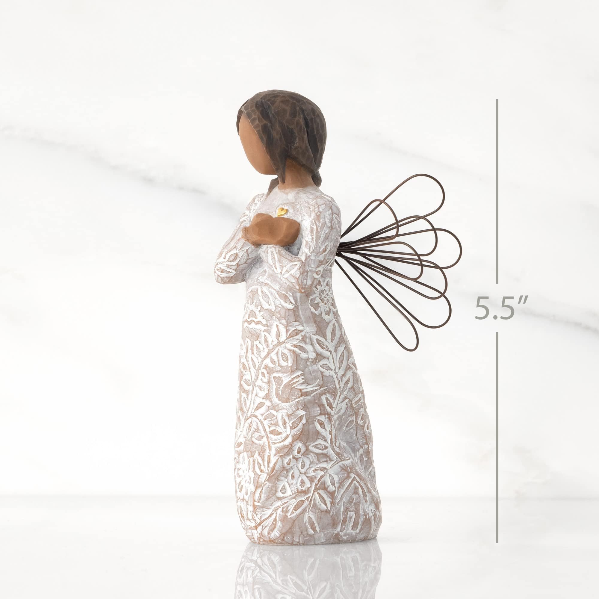 Willow Tree Remembrance Angel with wire wings; delicate memorial display piece