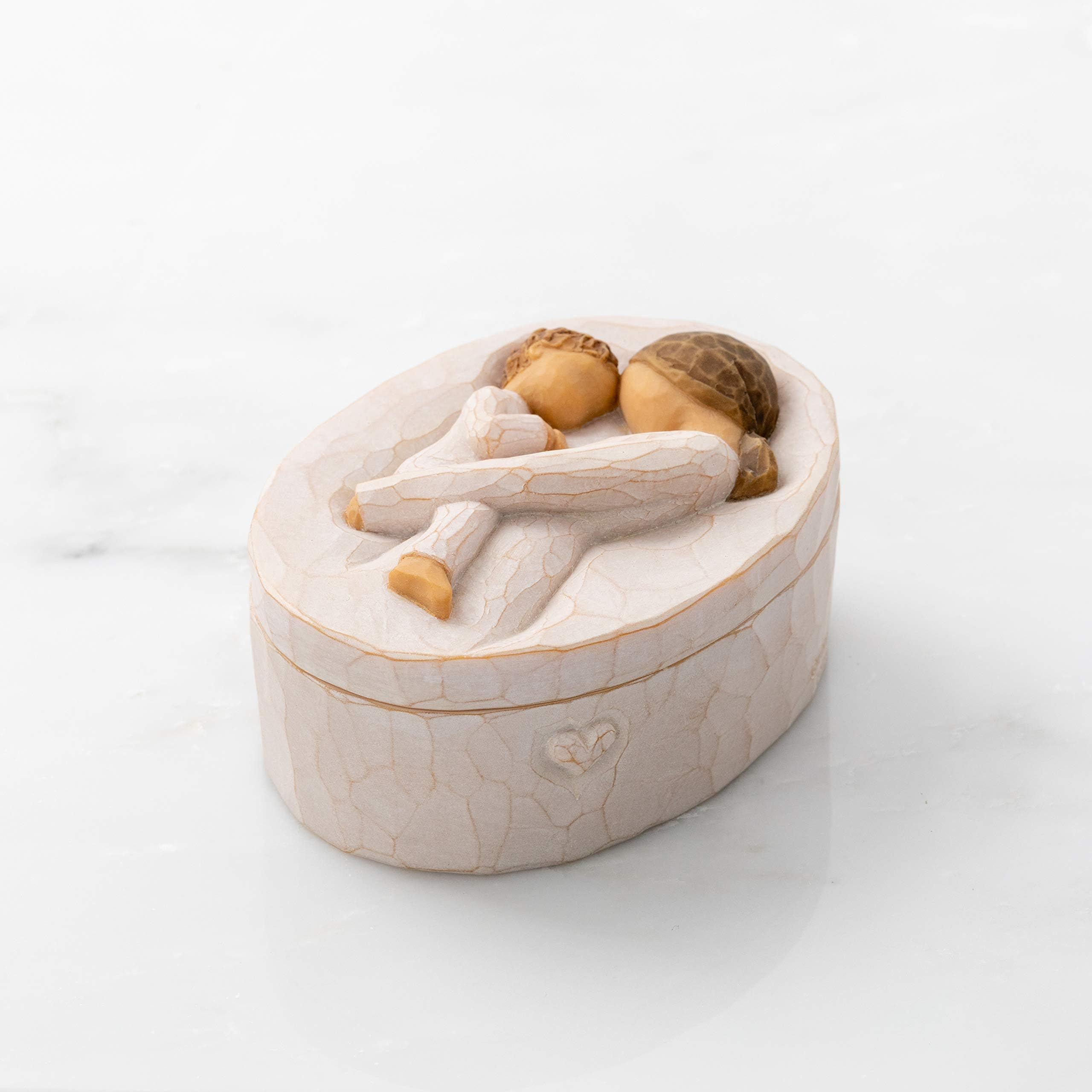 Willow Tree Tenderness hand-painted resin box highlighting artisan craftsmanship.