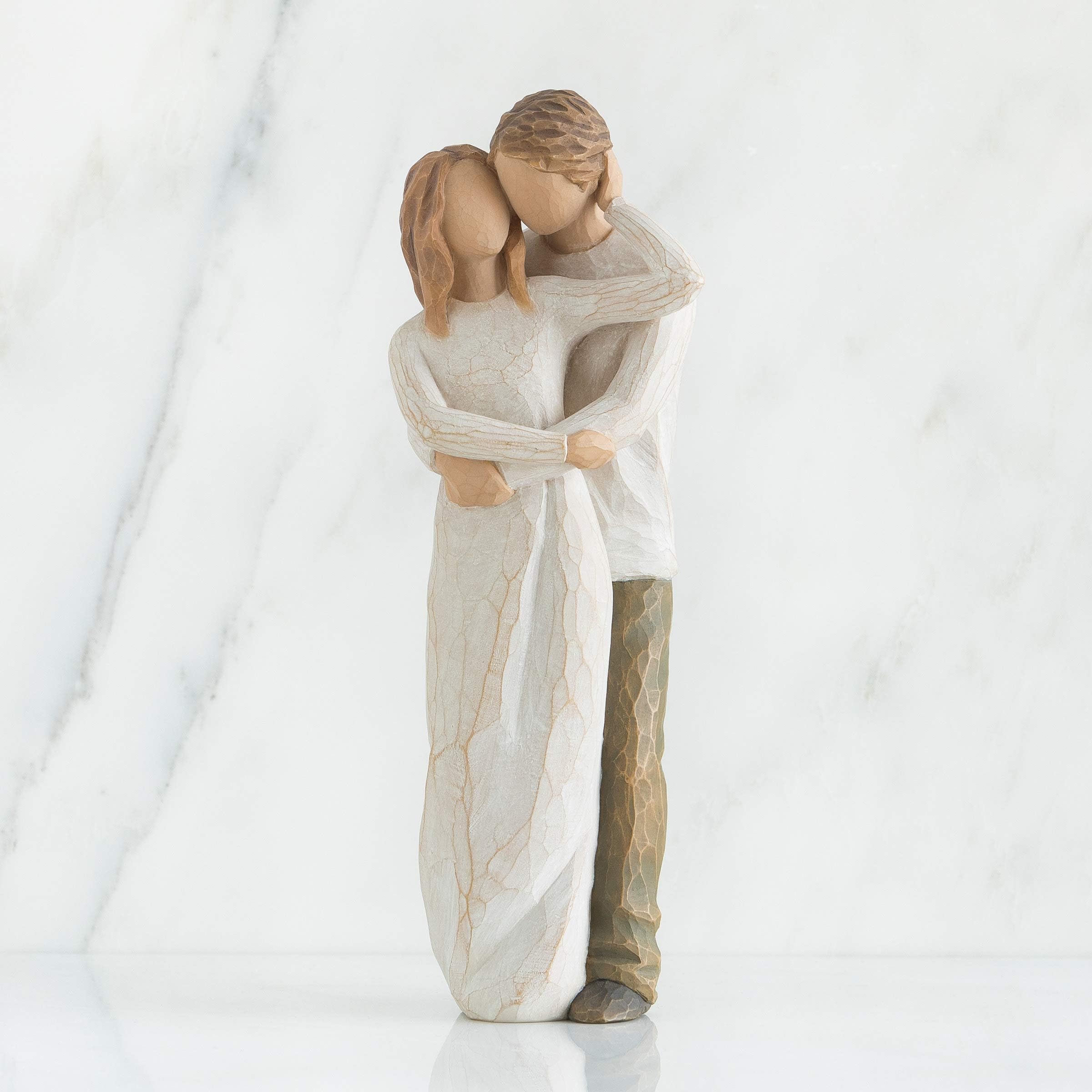 Willow Tree Together cream dress figure highlights a romantic centerpiece for shelves.