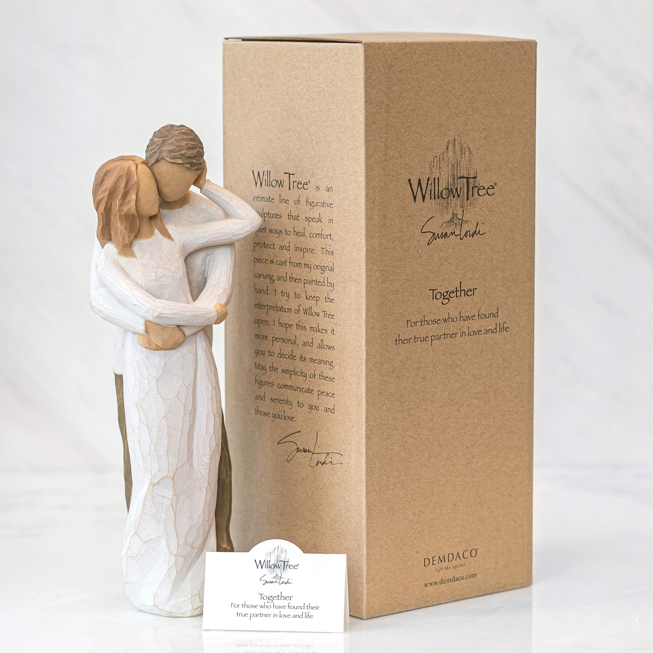 Willow Tree Together display-ready sculpture fits shelves, mantels, or tables.