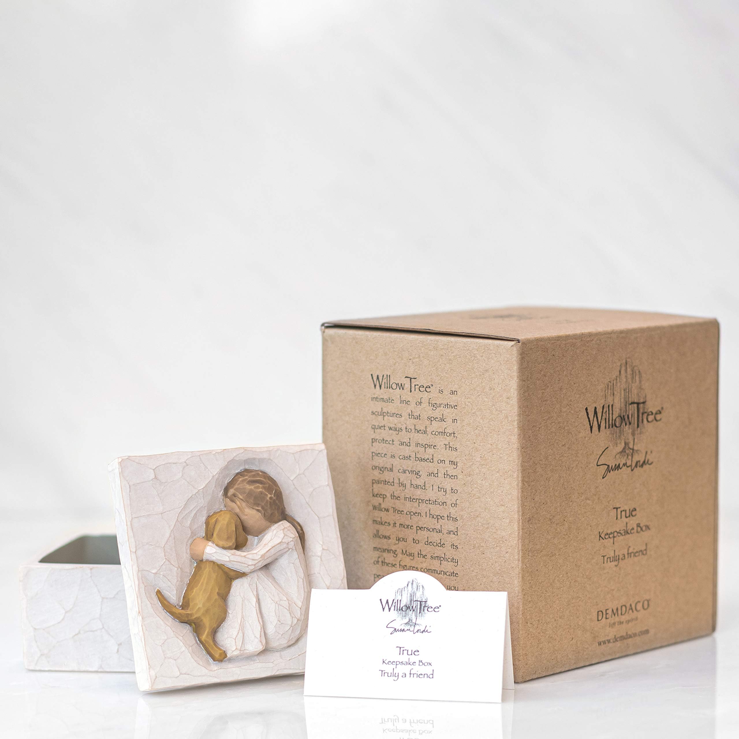 Display-ready Willow Tree True keepsake box for shelf or mantel