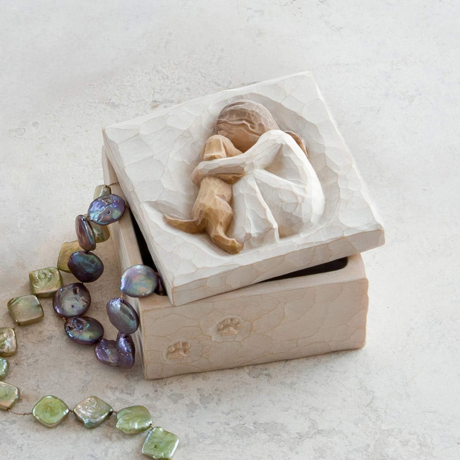 Hand-carved by Susan Lordi on Willow Tree True keepsake box