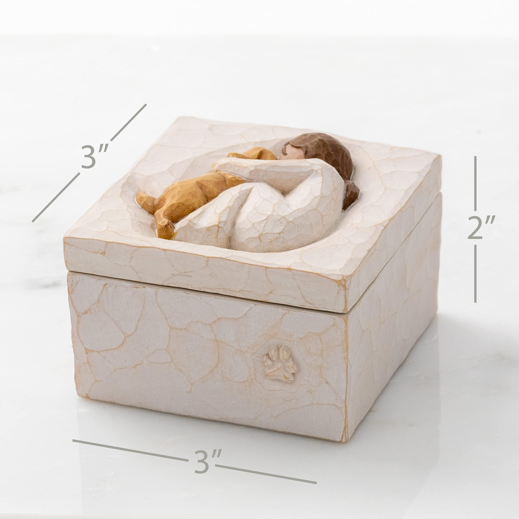 Willow Tree True square box side view highlighting compact display dimensions