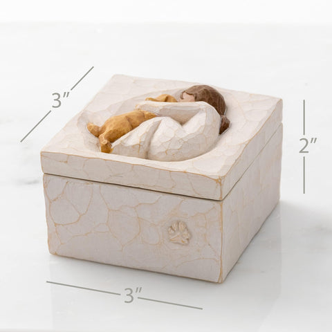 Willow Tree True square box side view highlighting compact display dimensions