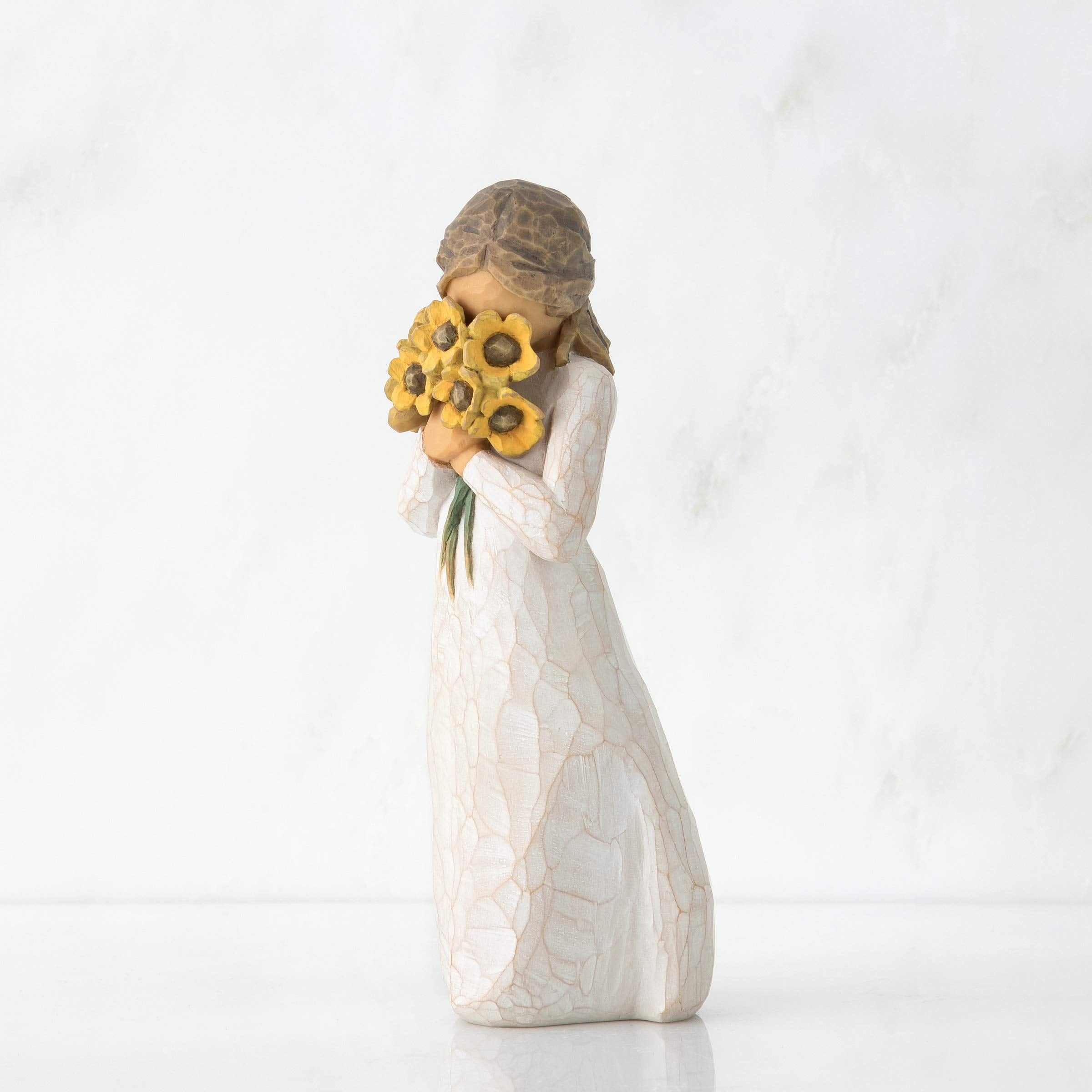 Willow Tree Warm Embrace cream dress figure, hand-painted resin sculpture for heartfelt gift.