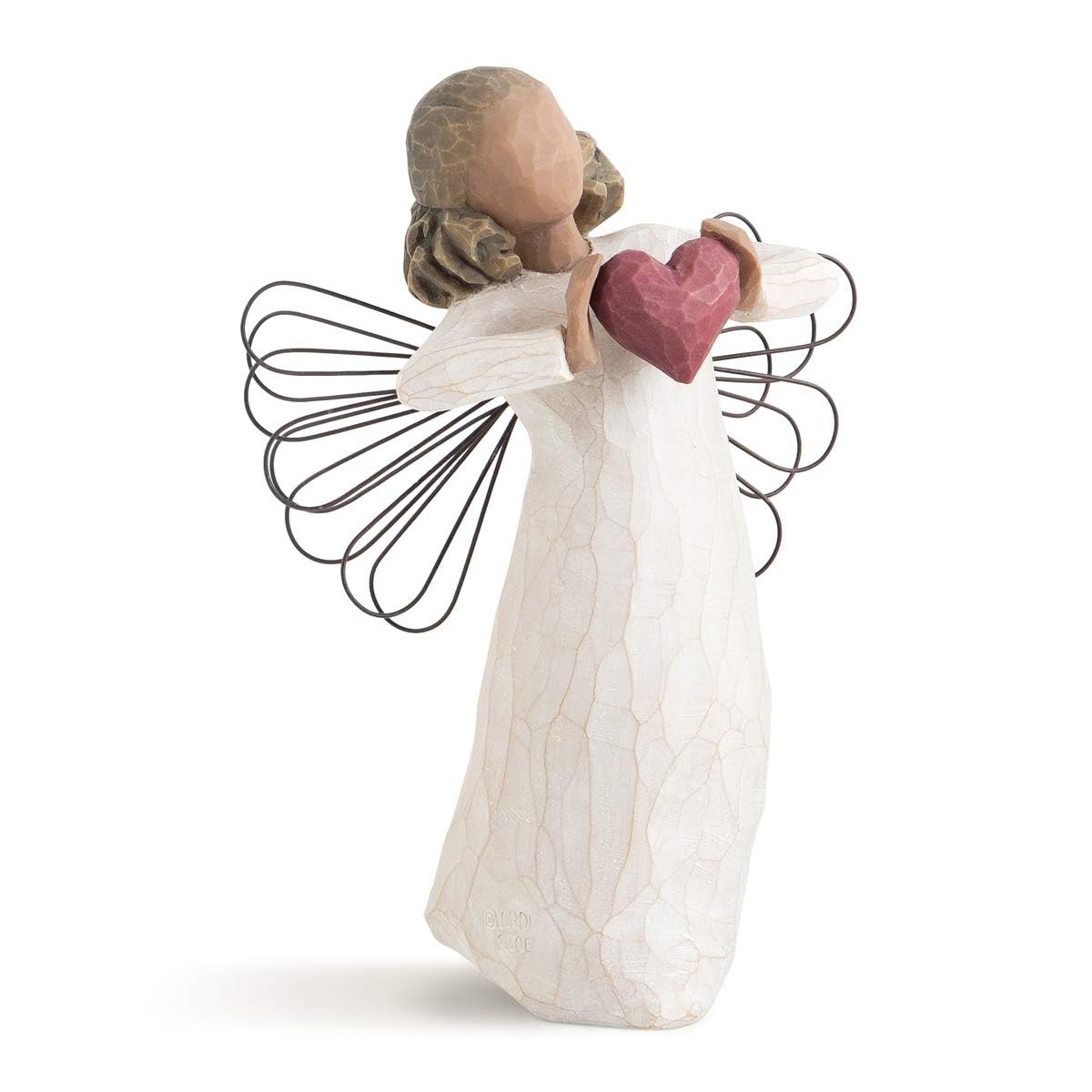 Willow Tree You Are Loved angel holding heart in cream dress, hand-painted detail.