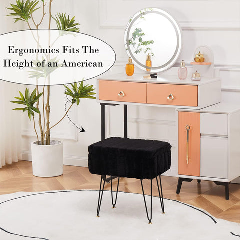 Wimarsbon makeup chair with anti-slip feet keeps you steady while applying cosmetics.