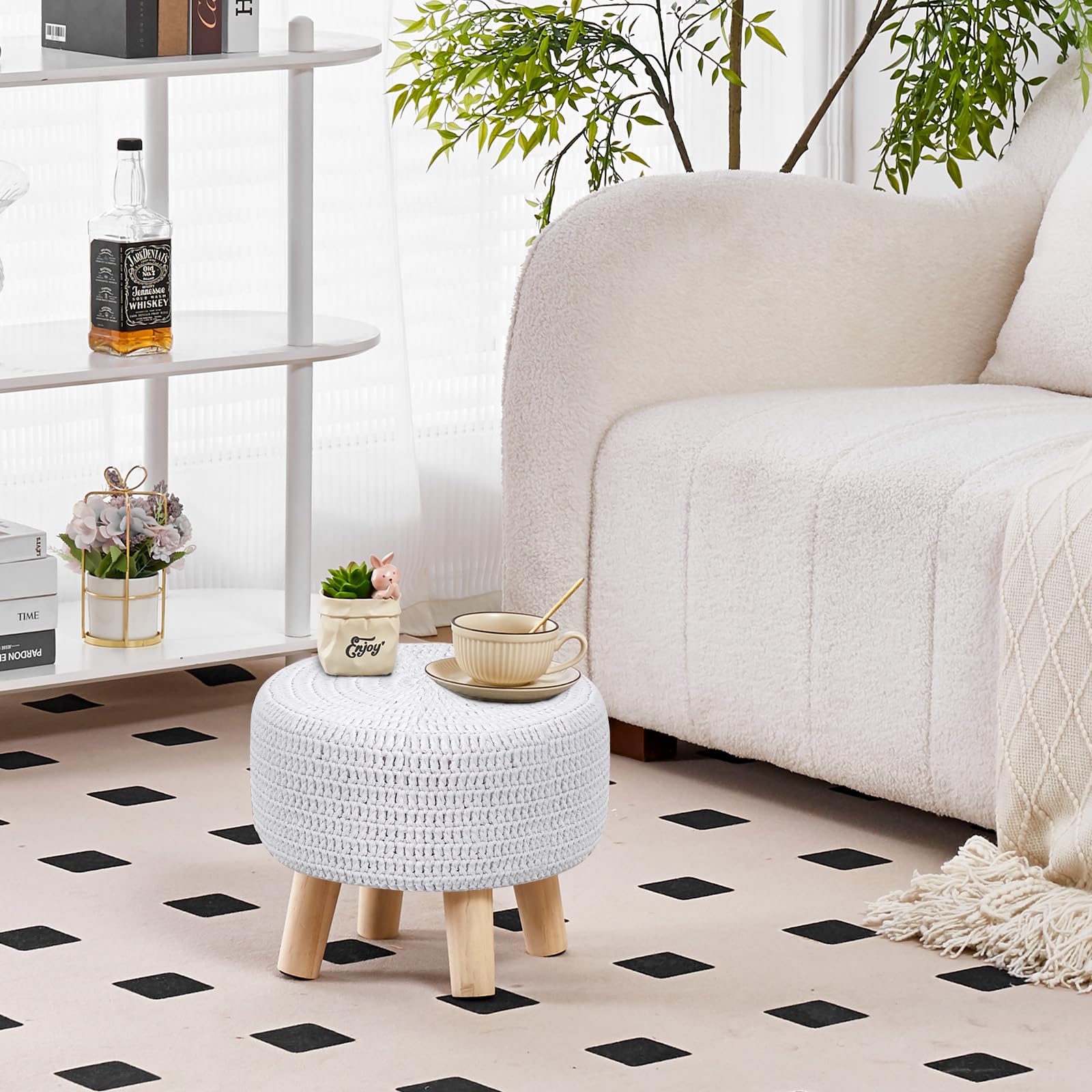 Wimarsbon pouf ottoman color options cream gray yellow suit various decors.