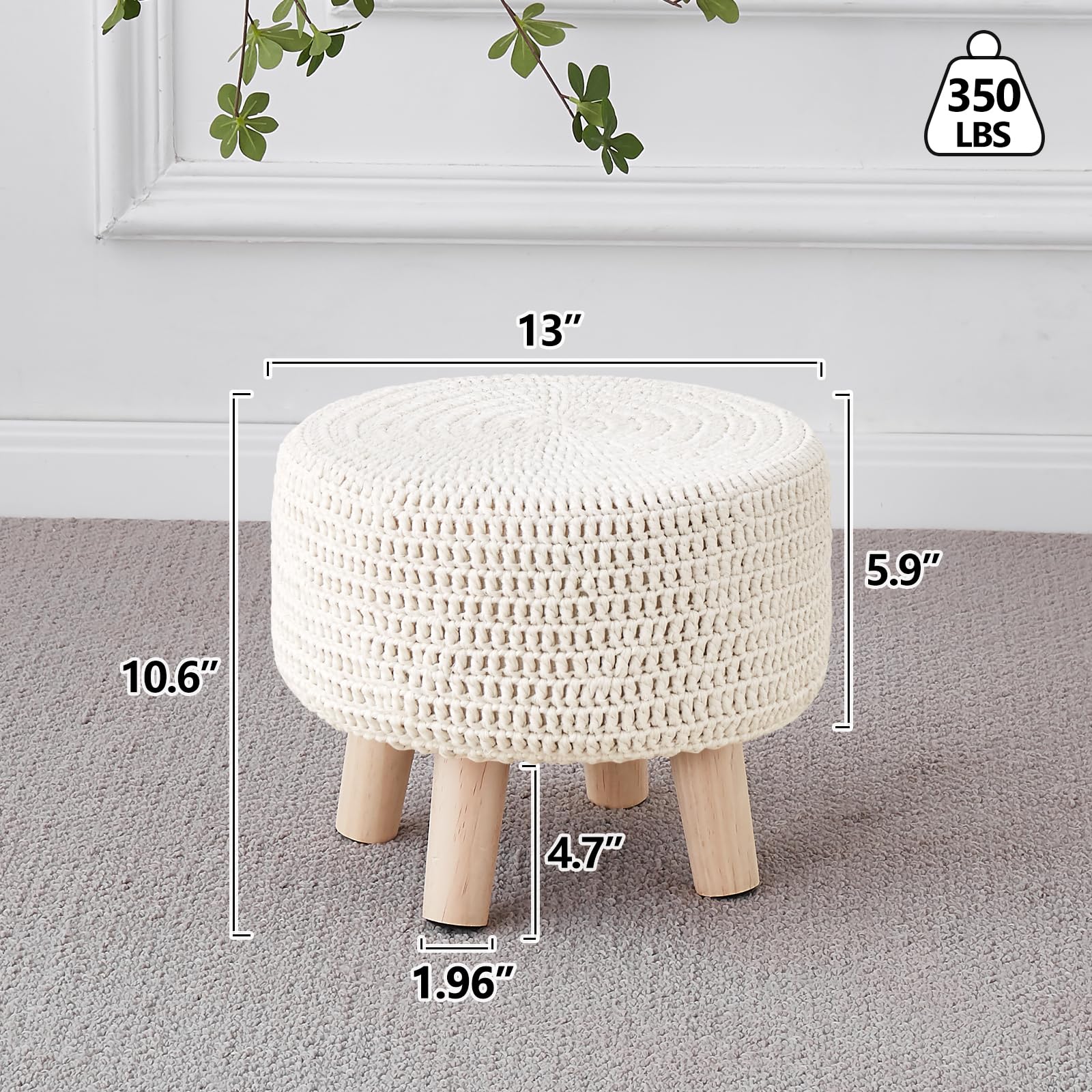 Wimarsbon pouf ottoman with removable cotton cover for easy cleaning.