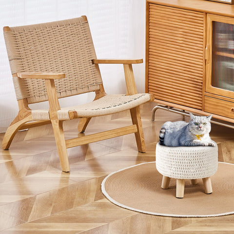 Wimarsbon pouf ottoman with wood legs non-skid provides stable support.