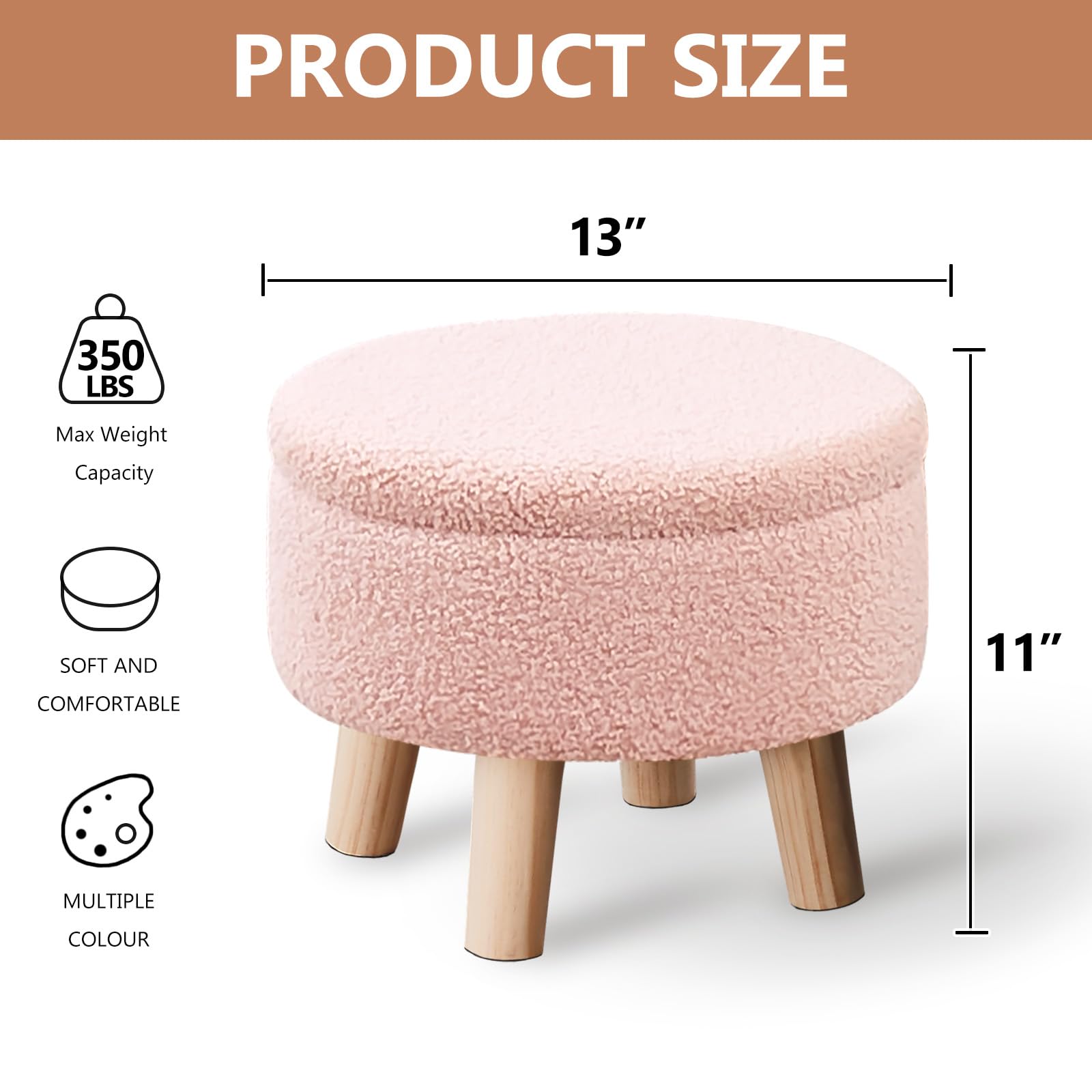 Wimarsbon round footstool with wood legs showing natural grain and sturdy style.