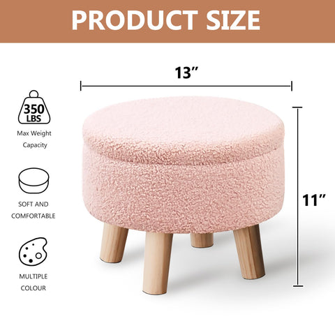 Wimarsbon round footstool with wood legs showing natural grain and sturdy style.