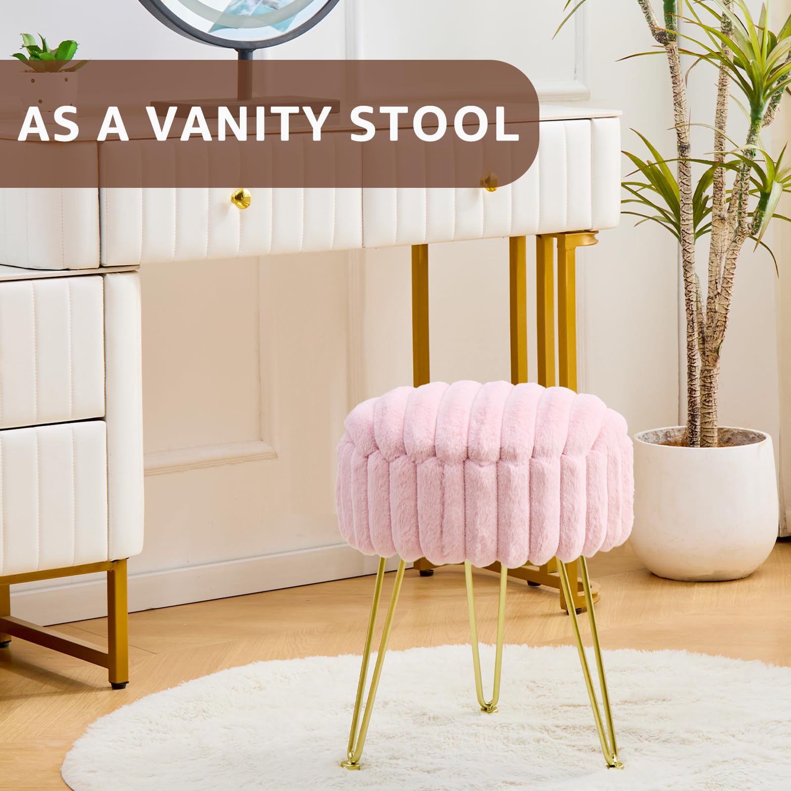 Wimarsbon round ottoman with metal legs for stability