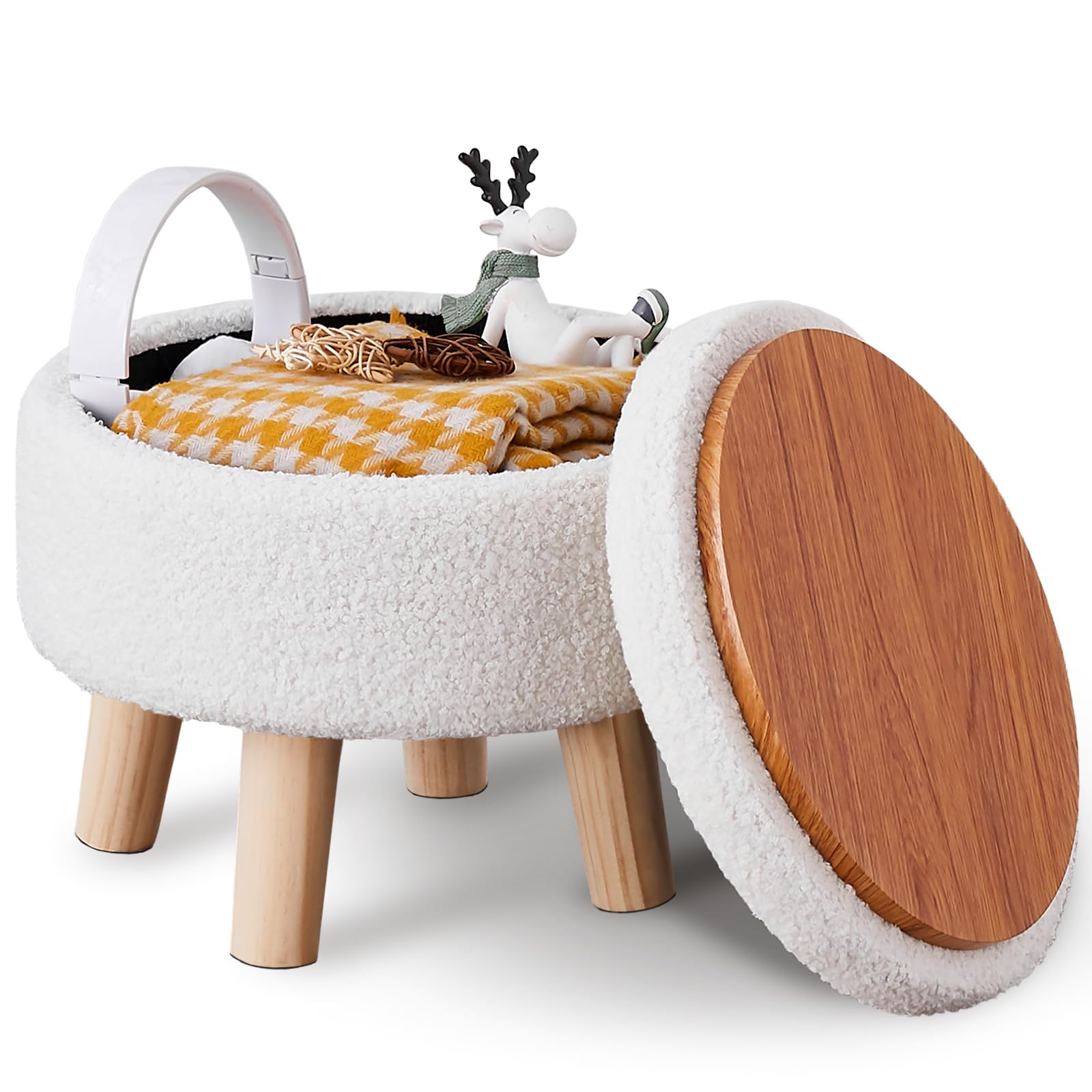 Wimarsbon storage ottoman cream seat with compact storage for tidy spaces