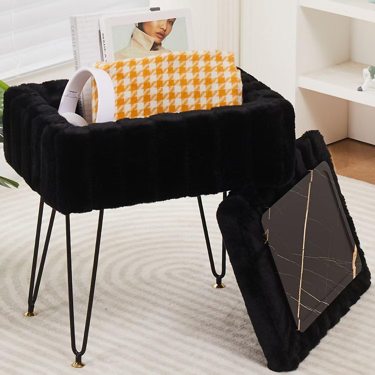 Wimarsbon storage ottoman with metal legs offers versatile seating and hidden storage.
