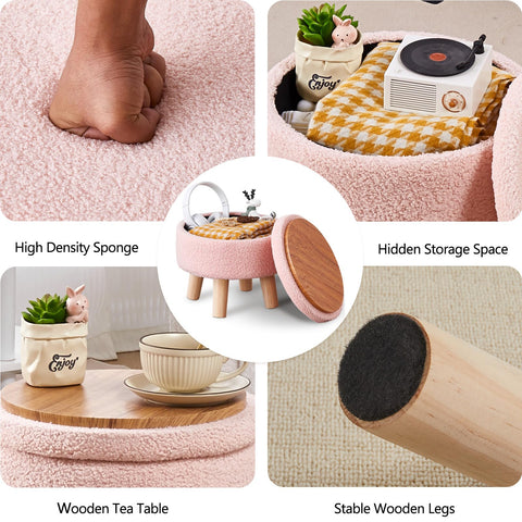 Wimarsbon storage ottoman open top reveals hidden storage space.