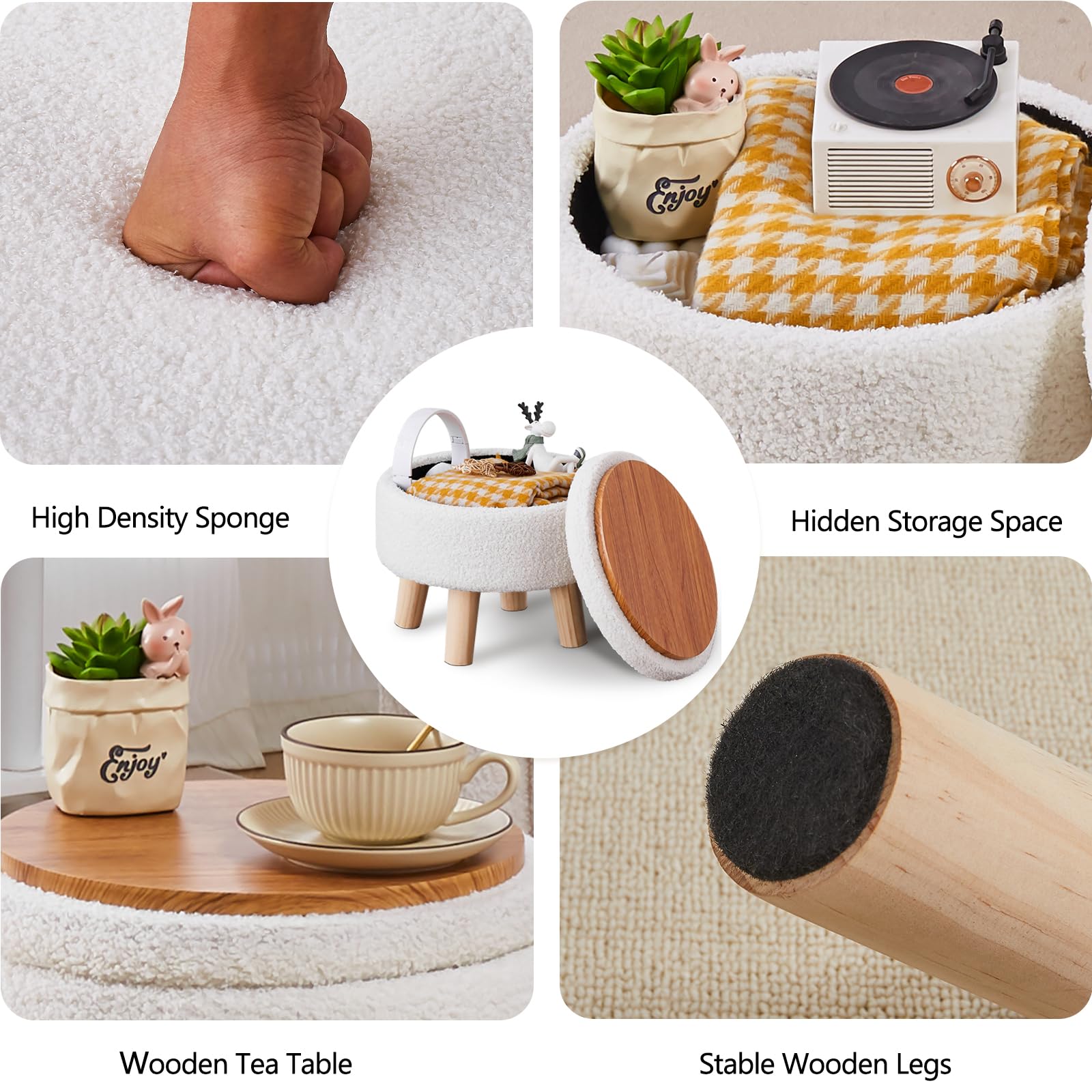 Wimarsbon storage ottoman wooden frame delivers strength and stability