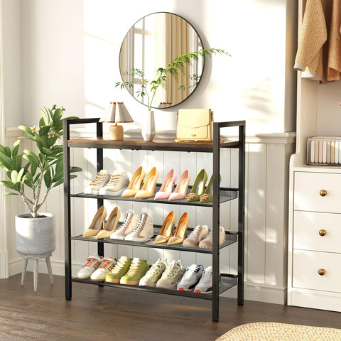 WIN4ALL shoe rack dense mesh shelves prevent heels from slipping.