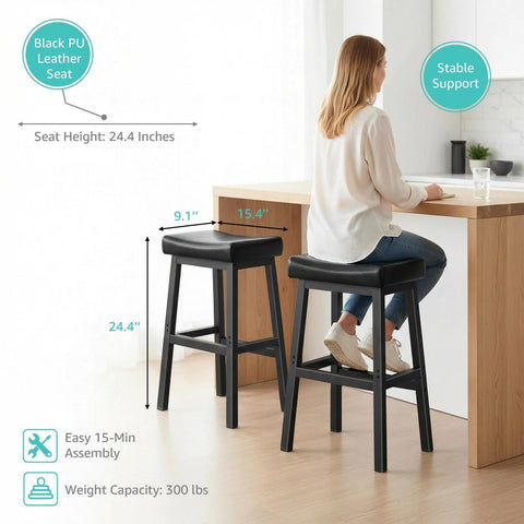 WINAZ 24-inch counter-height stool shown under counter for space-saving design