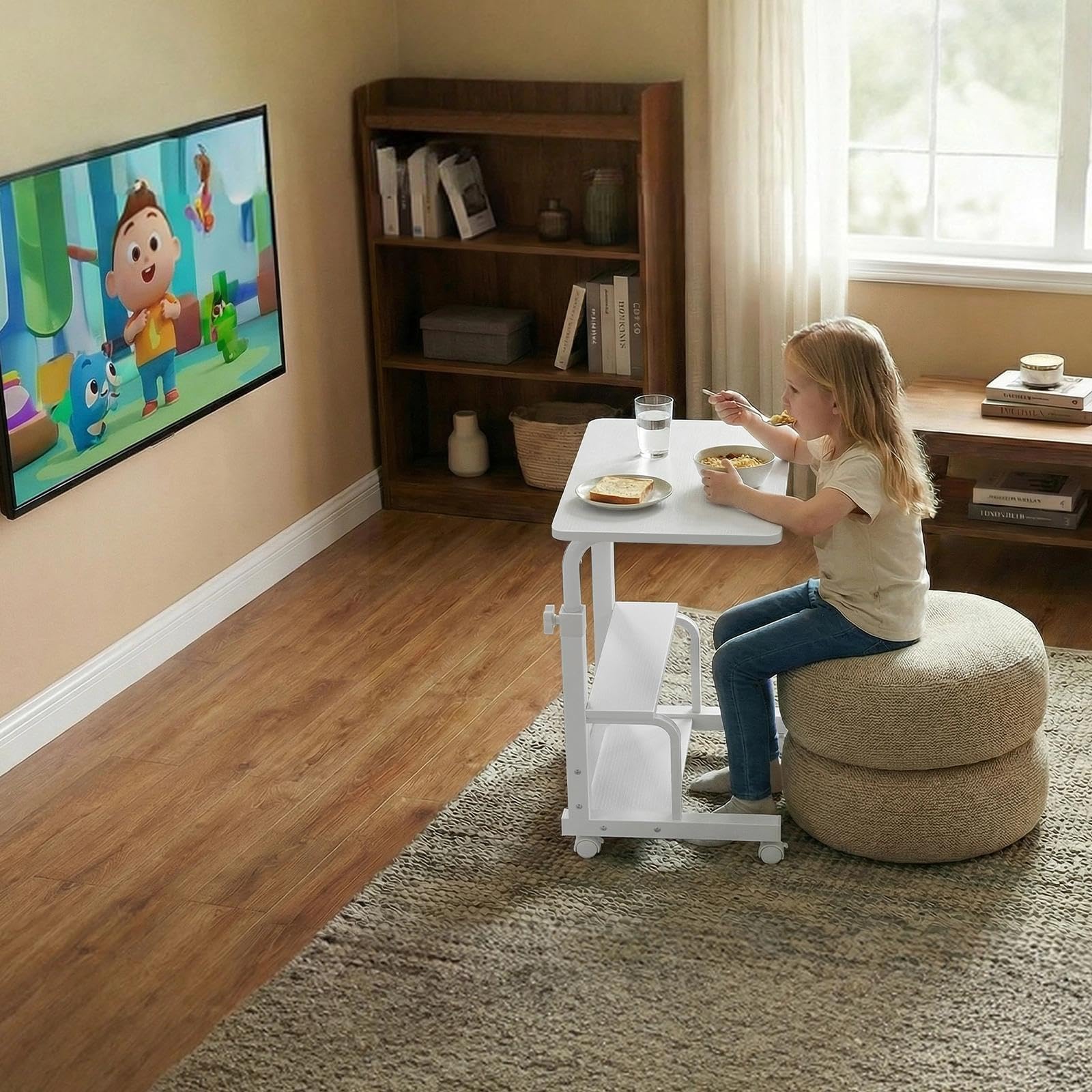 WINAZ desk with two-tier storage keeps essentials within reach