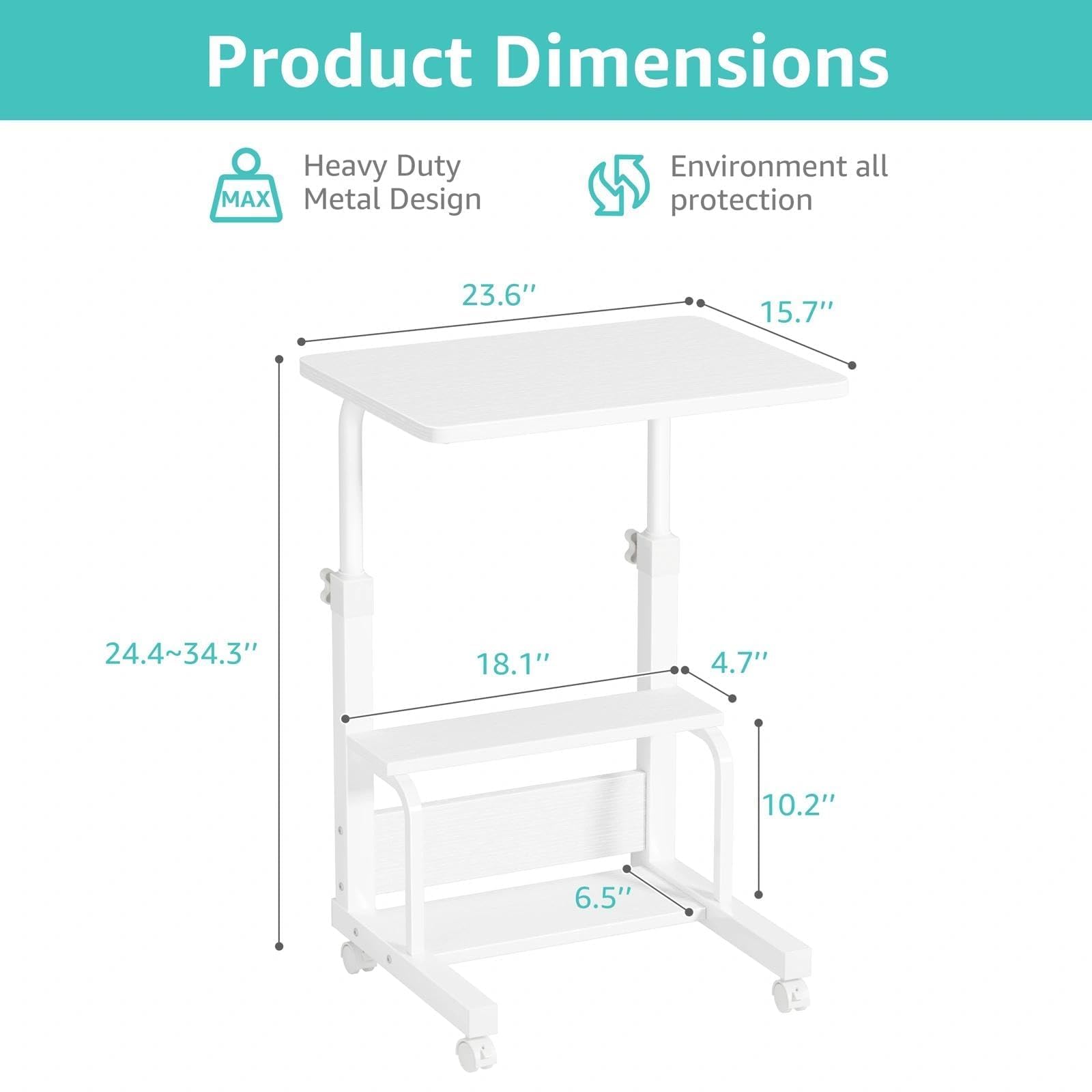 WINAZ mobile desk on wheels for easy room-to-room movement