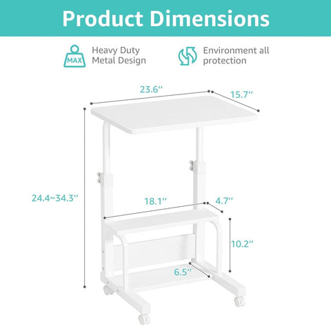 WINAZ mobile desk on wheels for easy room-to-room movement