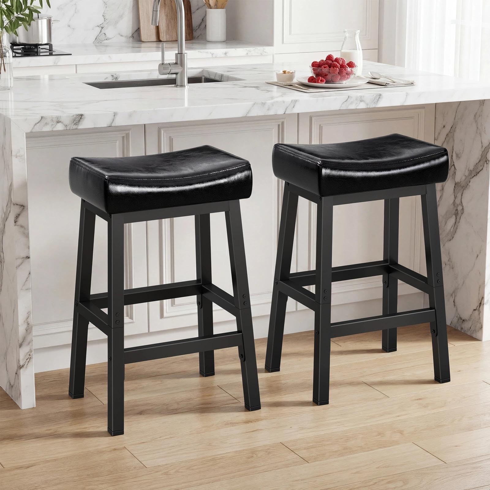 WINAZ modern backless bar stool with saddle seat for all-day kitchen comfort