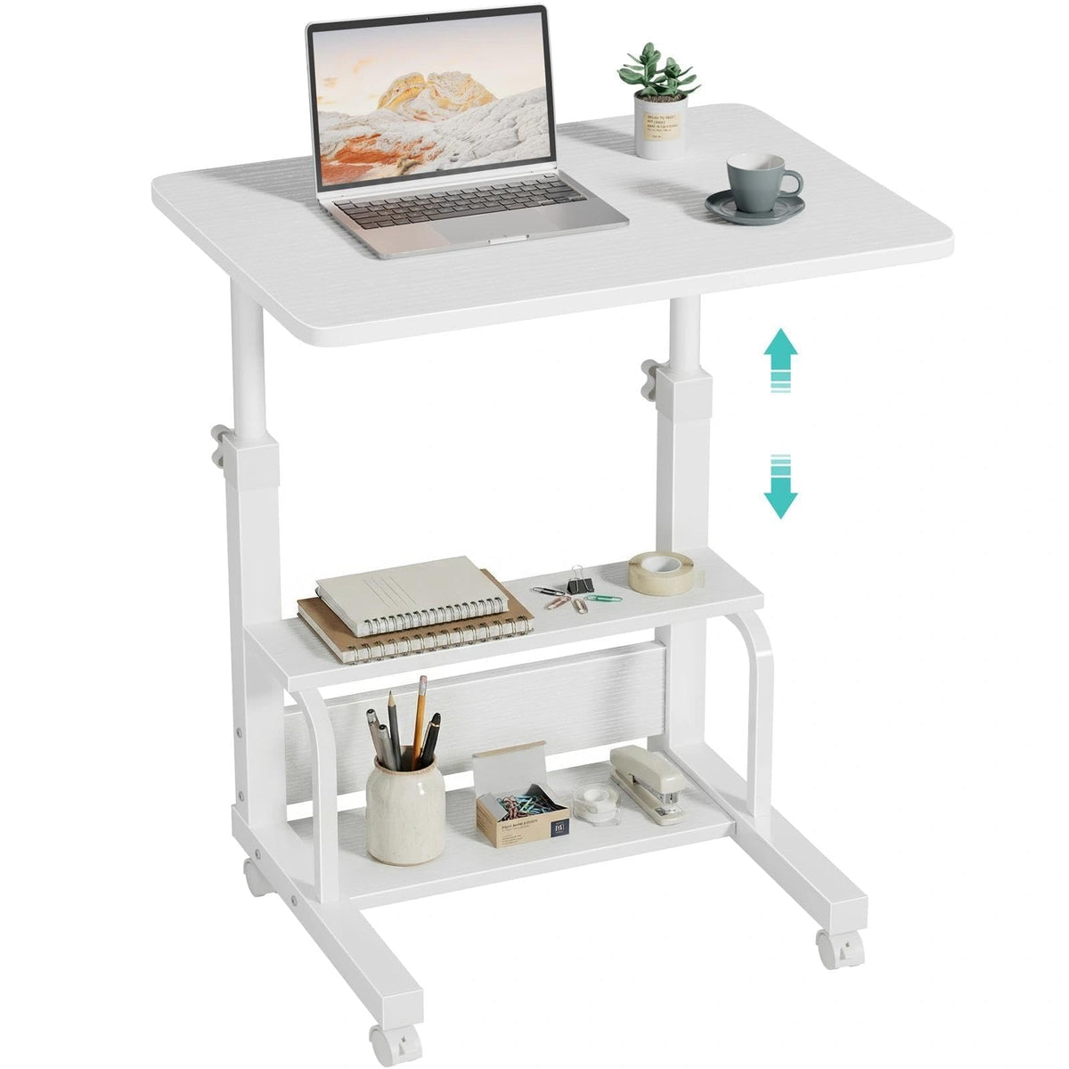 WINAZ small desk tucked under a sofa for space-saving use