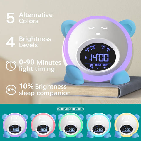 Windflyer OK to Wake Clock blue sound machine mode provides gentle wake cues