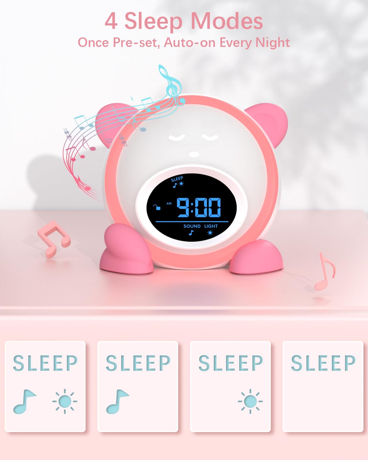 Windflyer OK to Wake Clock pink nap mode for timed rest