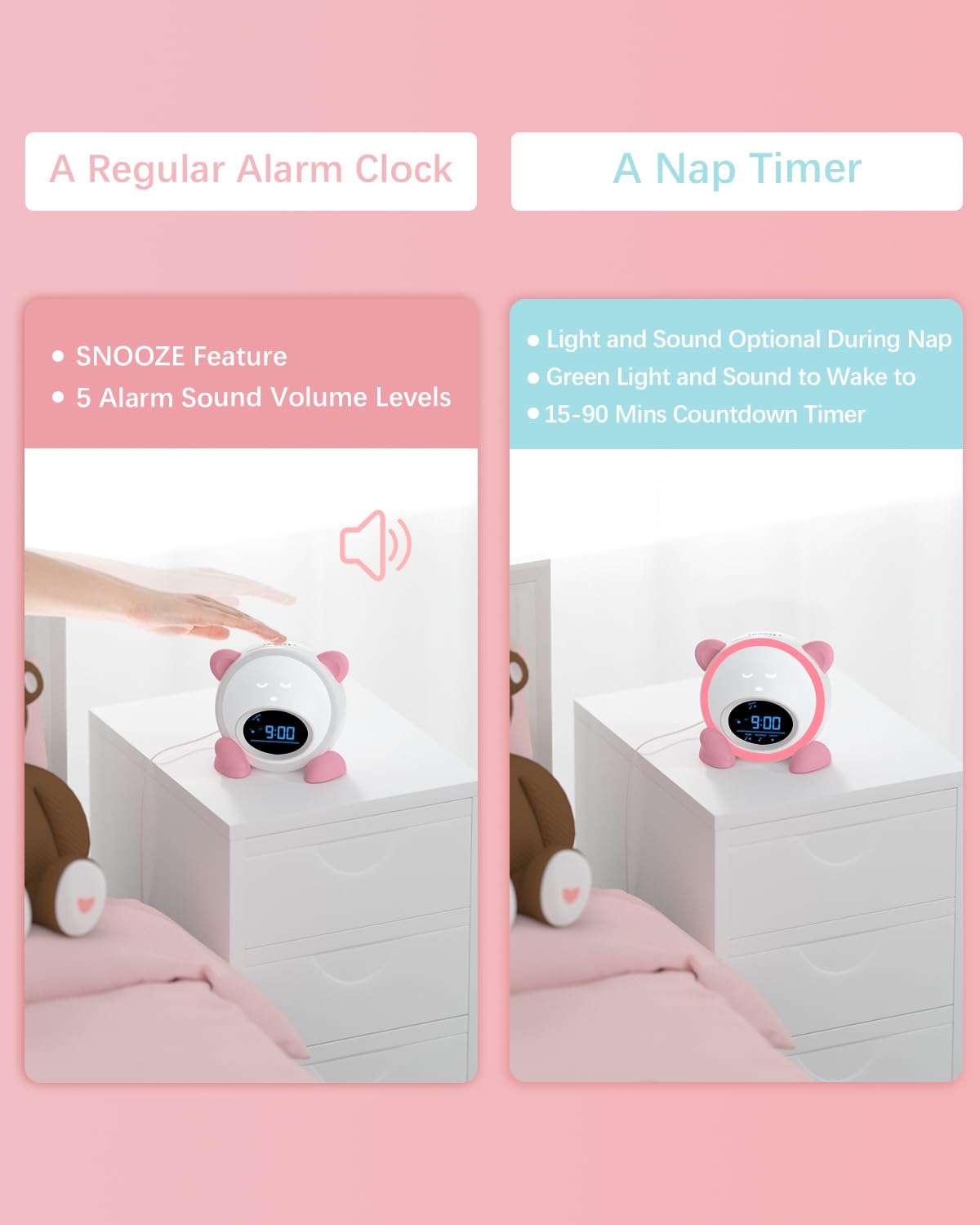 Windflyer OK to Wake Clock pink safety lock and sturdy build