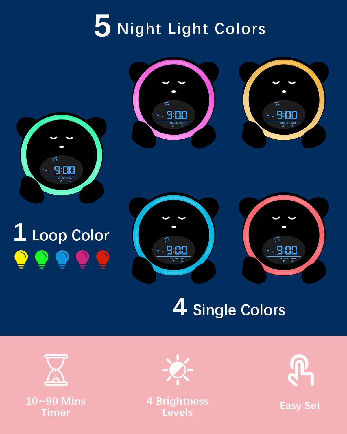 Windflyer OK to Wake Clock pink sleep sounds create calming ambience