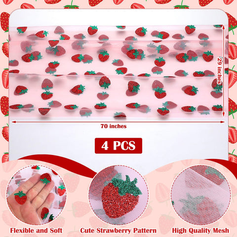 Windkream pink strawberry glitter tulle runner enhances wedding or birthday decor