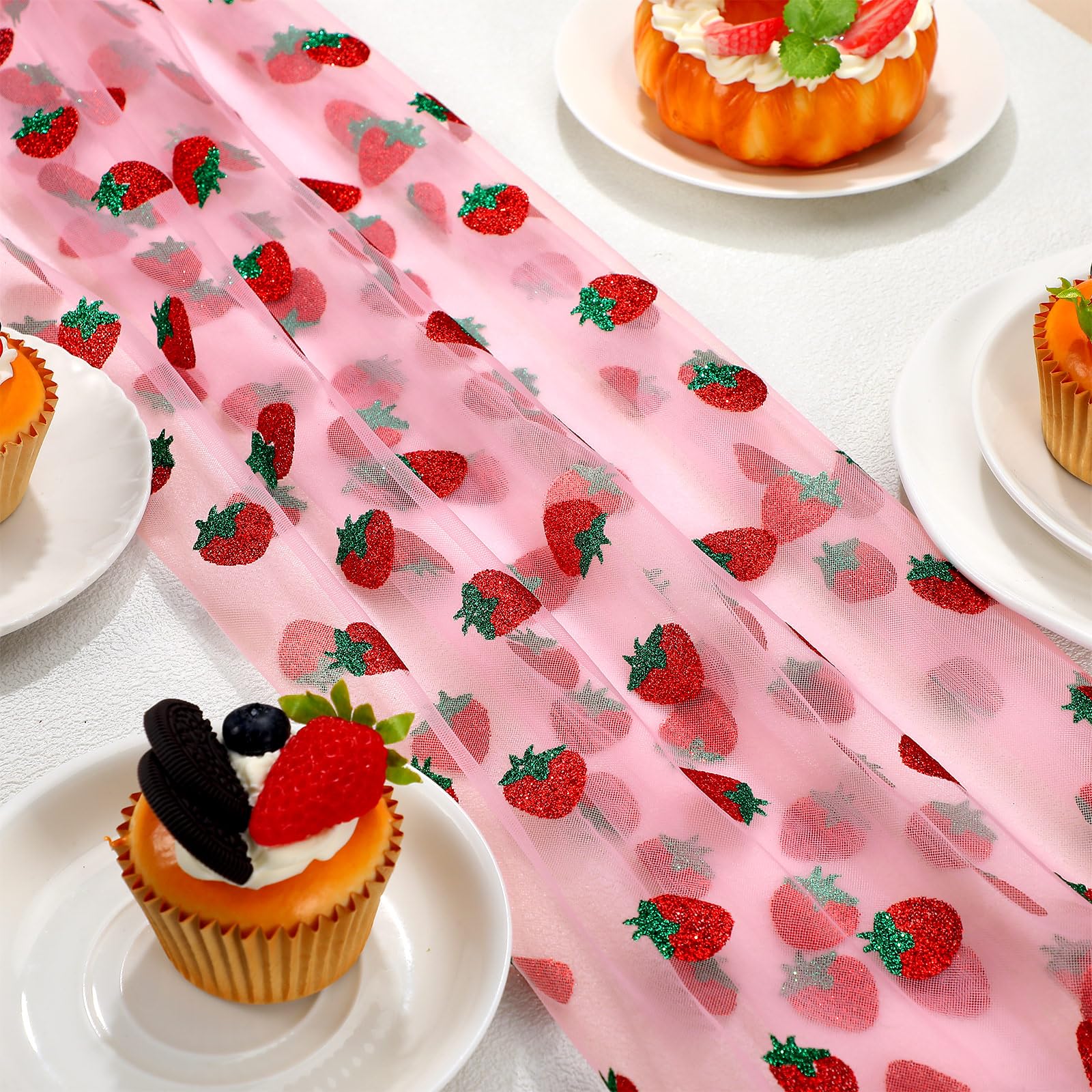 Windkream pink glitter tulle table runner adds soft shimmer to events