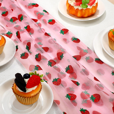Windkream pink glitter tulle table runner adds soft shimmer to events